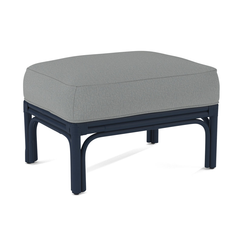 Boca Ottoman, Brown Geometric, 0456-33, Navy