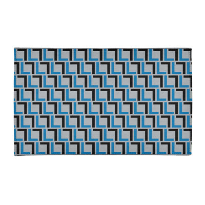 Tapis géométrique gris / bleu / noir