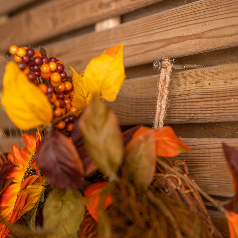45Cm Hanging Artificial Sunflower Whirl Autumn Wreath