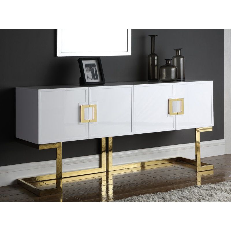 Beth 64" Wide Sideboard, Gold/White