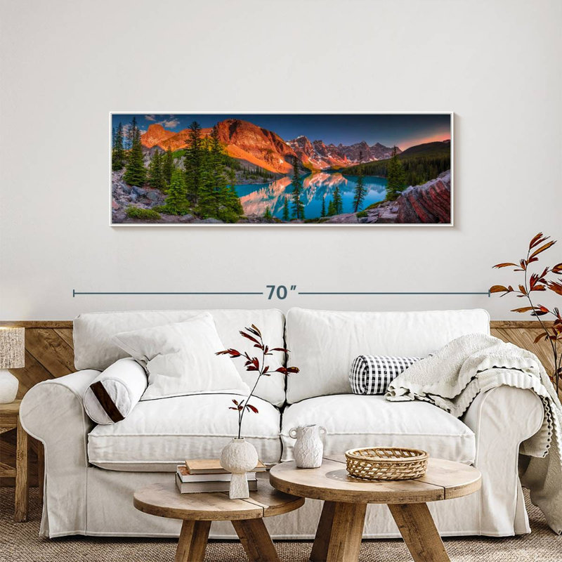 Crépuscule au lac Moraine, 57" X 19", Floating Frame White