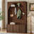ON-TREND Farmhouse All-In-One Hall Tree With Adjustable Shelves, Retro Arched Entryway Storage Bench, And 3 Cabinets-1986968514