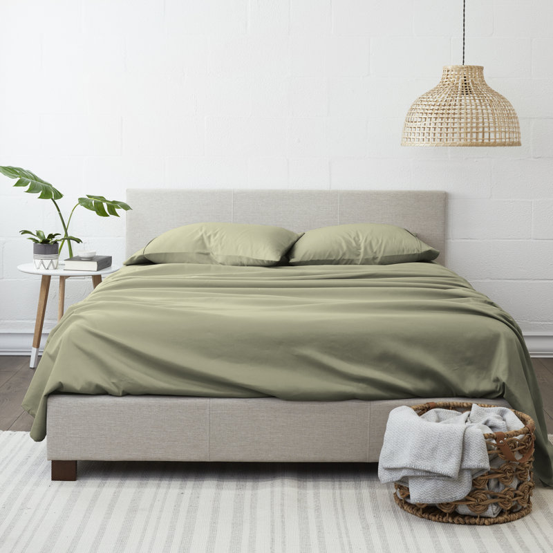 Solid Microfiber Ultra Soft Sheet Set, Sage, Queen Sheet Set with 2 Pillowcases