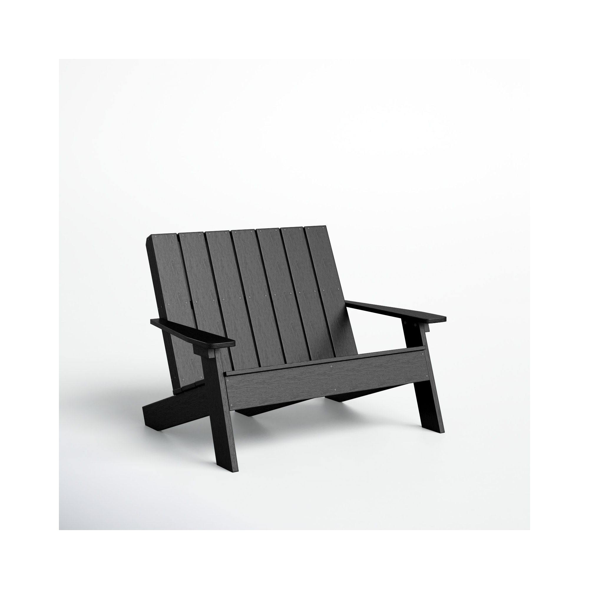 Byrnes Recycled Plastic Double Adirondack Loveseat, Black