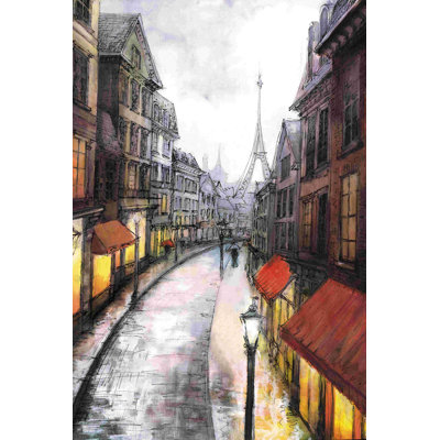 Rainy Paris 2 - Wrapped Canvas Print