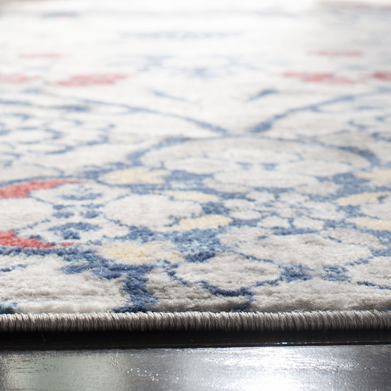 Tapis bleu marine / gris Evart, Rond 6 pi 7 po