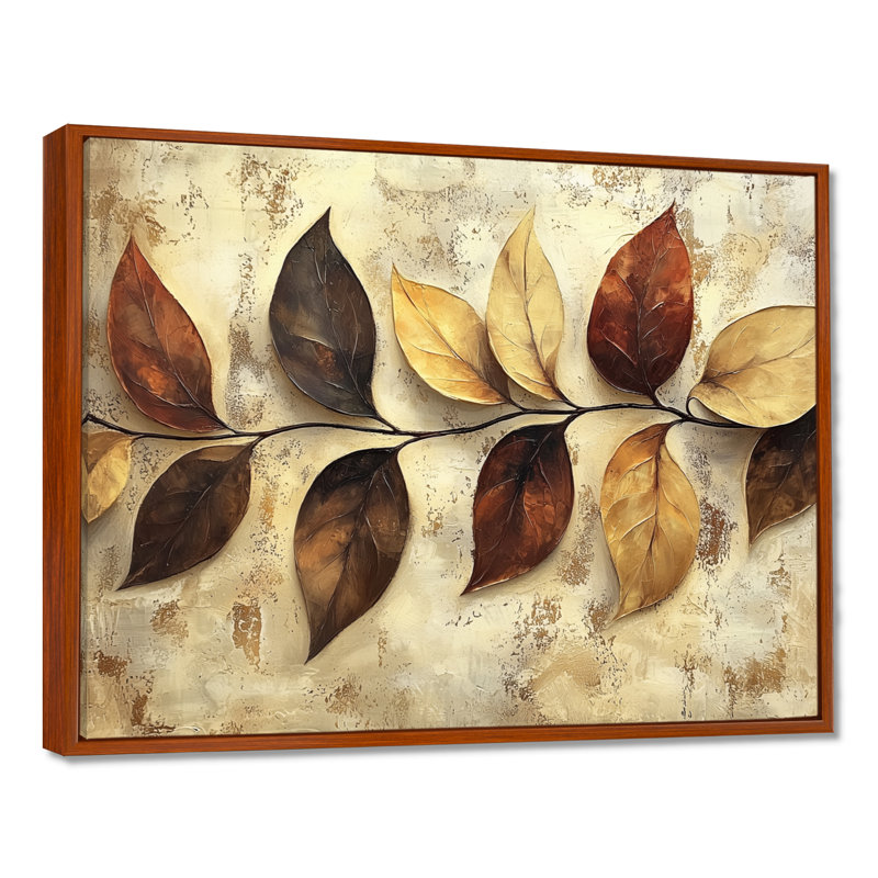 Ingvars chocolat brun feuilles de paysage II - feuilles, art mural, H 34 po x l 44 po, Impression encadrée flottante, Brun