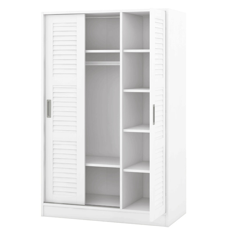 Penderie à 3 portes avec tablettes, blanc