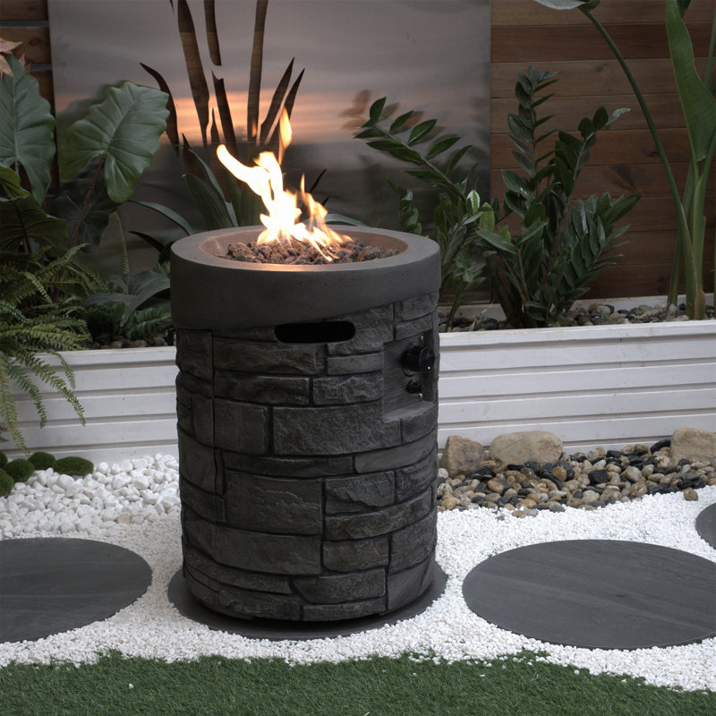32000 BTU, CSA Certification Diameter 20" Round Outdoor Gas Fire Pit, 2.5Kg Lava Stone And Rainproof Cover,Magnesium Oxide Cultured Stone Surface Finished,, More Suitable For Outdoor Garden