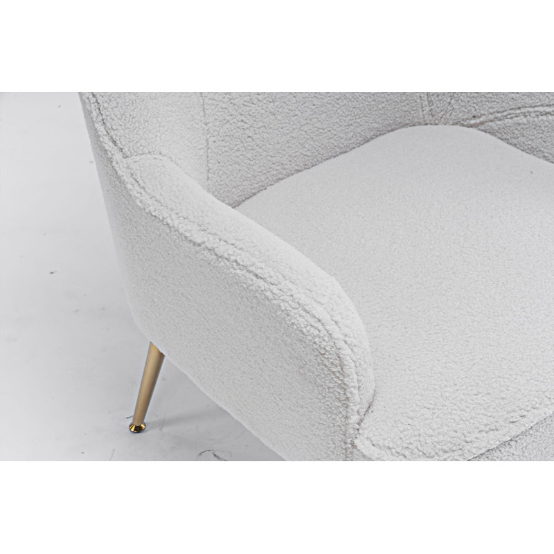 Chaise d'appoint rembourrée Maisee, Fausse fourrure ivoire