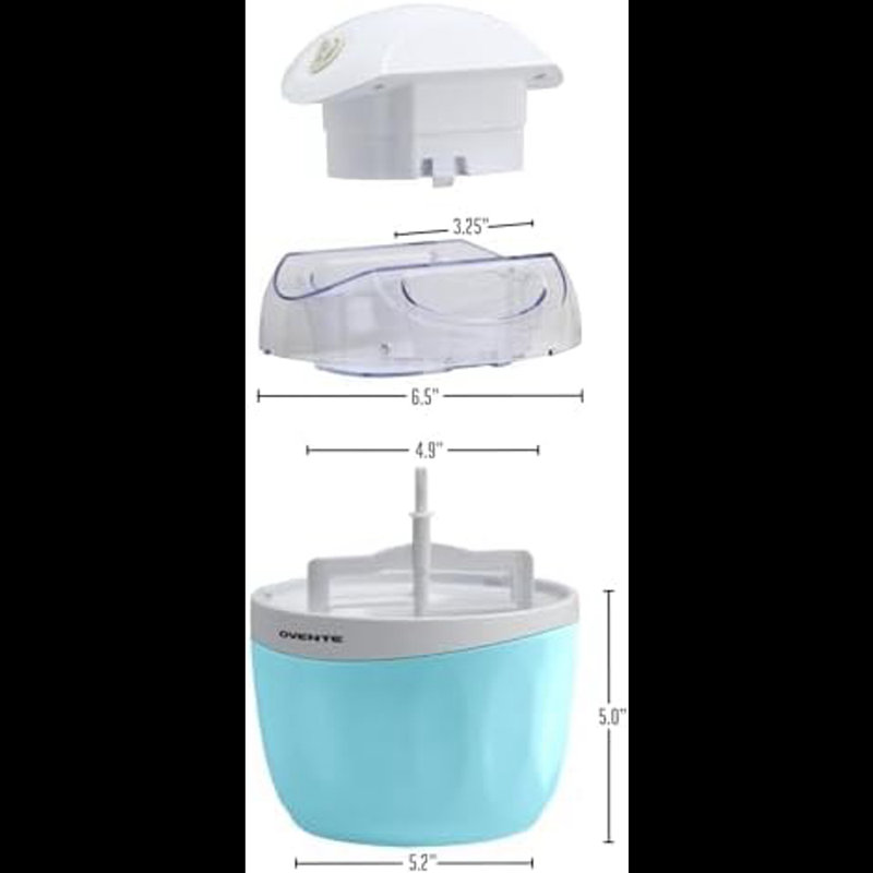 OVENTE Electric Ice Cream Maker with Easy-Lock Lid, 1QT Freezer Bowl for Healthy & Homemade Frozen Yogurt, Sorbet and Gelato, Mini Kitchen Appliance Ideal for Summer Desserts for Kids, Blue ICM110BL
