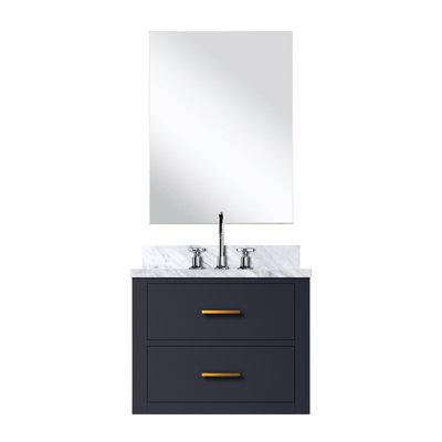 24 po L 18 po x P bleu, comptoir en acrylique, robinet et miroir de salle de bain 18 po avec miroir inclus