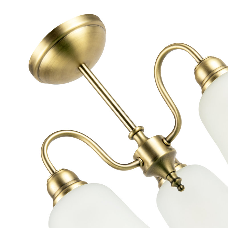 Glass Semi Flush Mount, Antique Brass