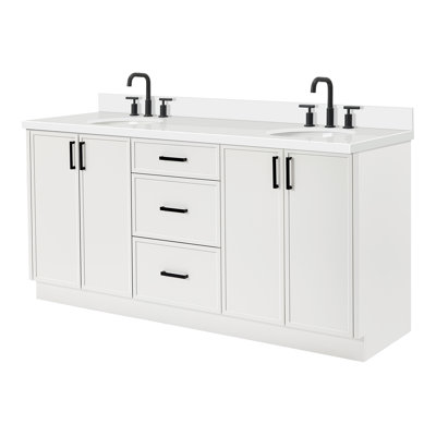 ARIEL Kelly 73 Double Sink Bathroom Vanity with Pure Quartz Top