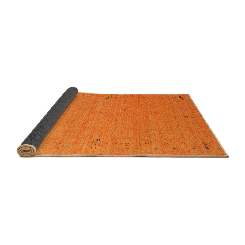 Tapis de zone orange contemporaine, Rond 5 pi