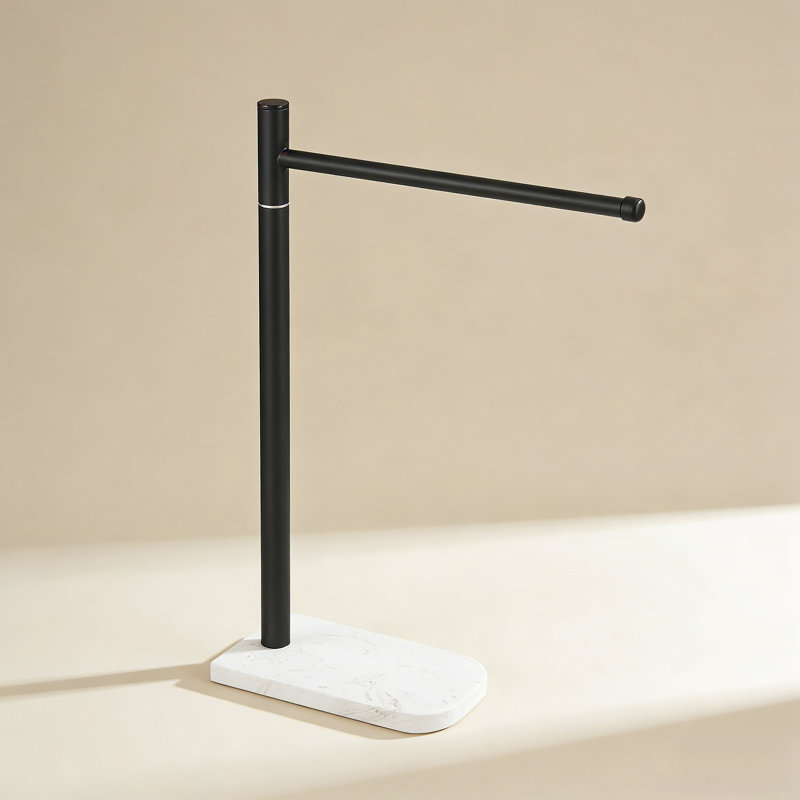 Porte-serviettes en L en forme de L avec base en marbre, porte-serviettes pivotant en acier inoxydable pour comptoir de cuisine de salle de bain, barre à serviettes pour économiser de l'espace