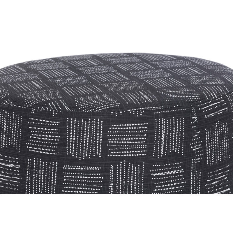 Meila Upholstered Ottoman, Black 100% Cotton