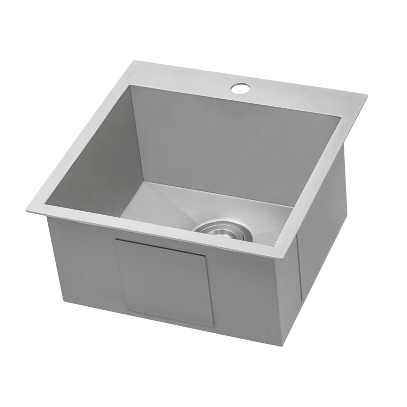 Ruvati Drop-in Topmount Bar Prep Sink 16 Gauge Stainless Steel Single Bowl, StainlessSteel, 18" L x 18" W