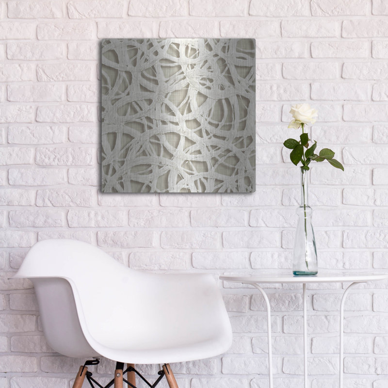 Art mural en métal luxueux «Endless Circles Front Linen» par Wild Apple, 24 po x 24 po, H 24 po x l 24 po