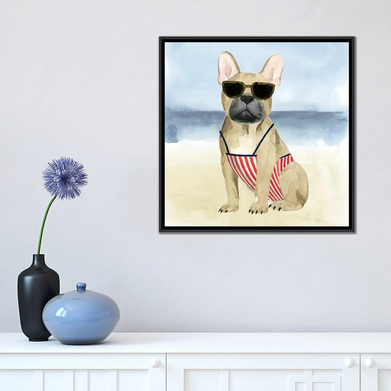 « hot dog i », impression sur toile, H 18 po x l 18 po x P 1,5 po, Toile avec cadre noir, Pas de tapis