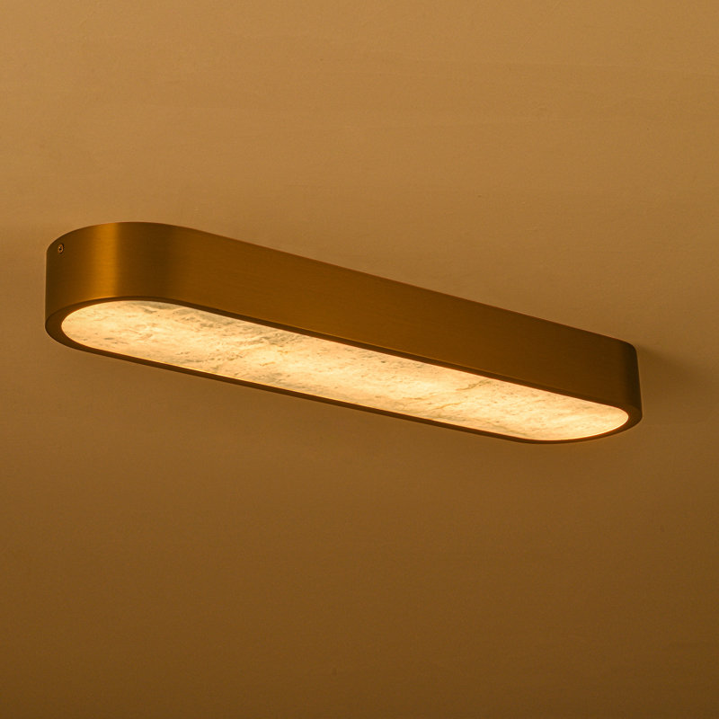 1 - Light Alabaster Led Flush Mount, Gold