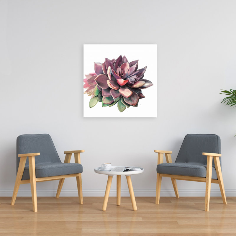 Toile florale mauve succulente | Décoration de chambre à coucher botanique