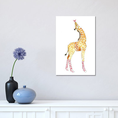 Giraffe With Butterfly by Mercedes Lopez Charro - Wrapped Canvas Gallery-Wrapped Canvas Giclée