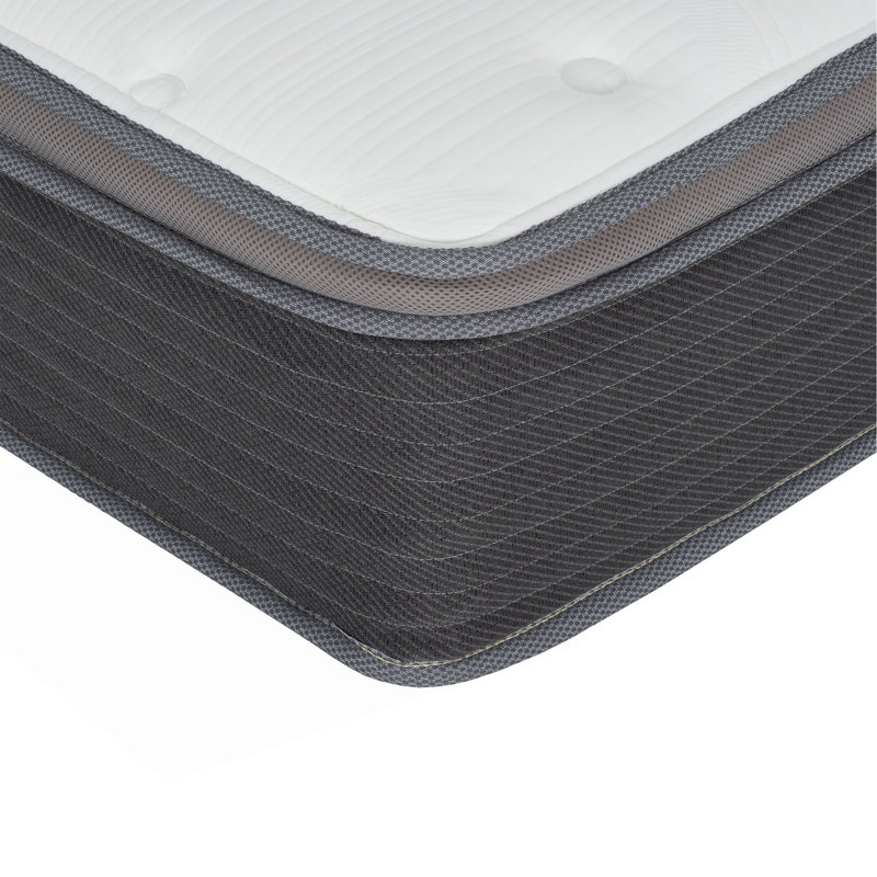 12 po Matelas ensaché à ressorts ensachés, grand, matelas en mousse viscoélastique imprégnée de gel, blanc / gris, 12"