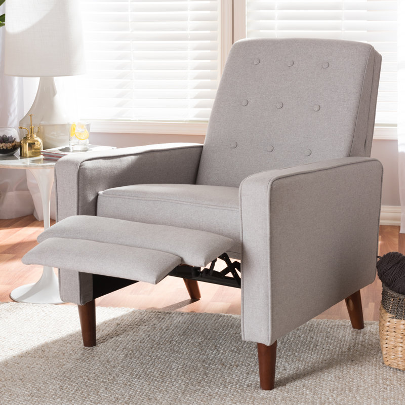 Mathias Light Gray Manual Reclining Mid-Century Arm Chair
