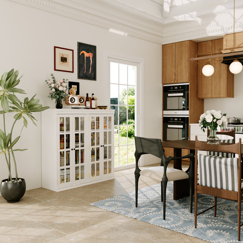 Armoire moderne avec porte en verre trempé, Blanc