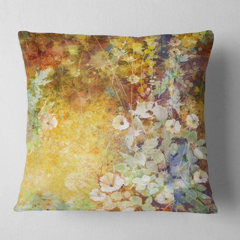 Little Flowers with Soft Green Leaves - Floral Printed Pillow, 16" x 16", Throw Pillow