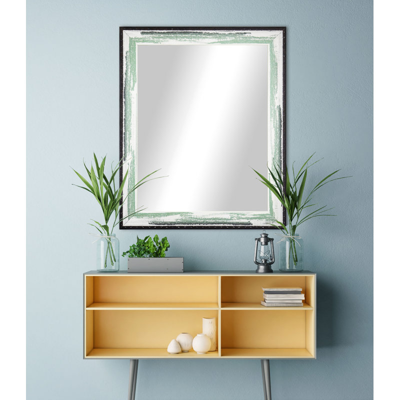 Caseyville Wood Flat Wall Mirror, 38.5" H x 32.5" W, Seafoam