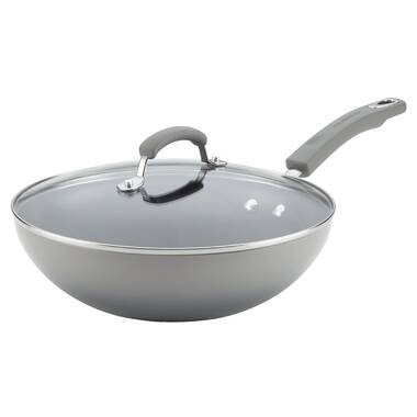 Rachael Ray Classic Brights Hard Enamel Nonstick 9.5-Inch Deep Skillet Sea Salt Gray