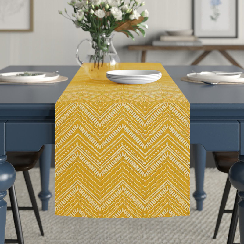 Chemin de table Westrick, Jaune, 72 po x 16 po, Floral