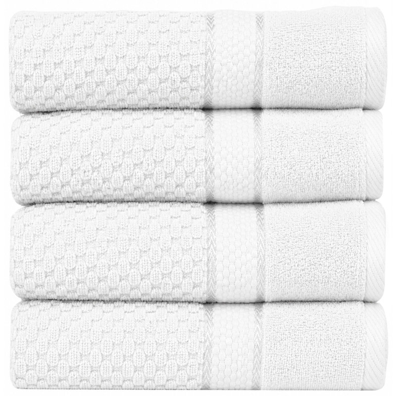 Collection de serviettes essuie-mains texturés 100% coton Hode, Bath Towels- 4 Pack, Bleu ciel