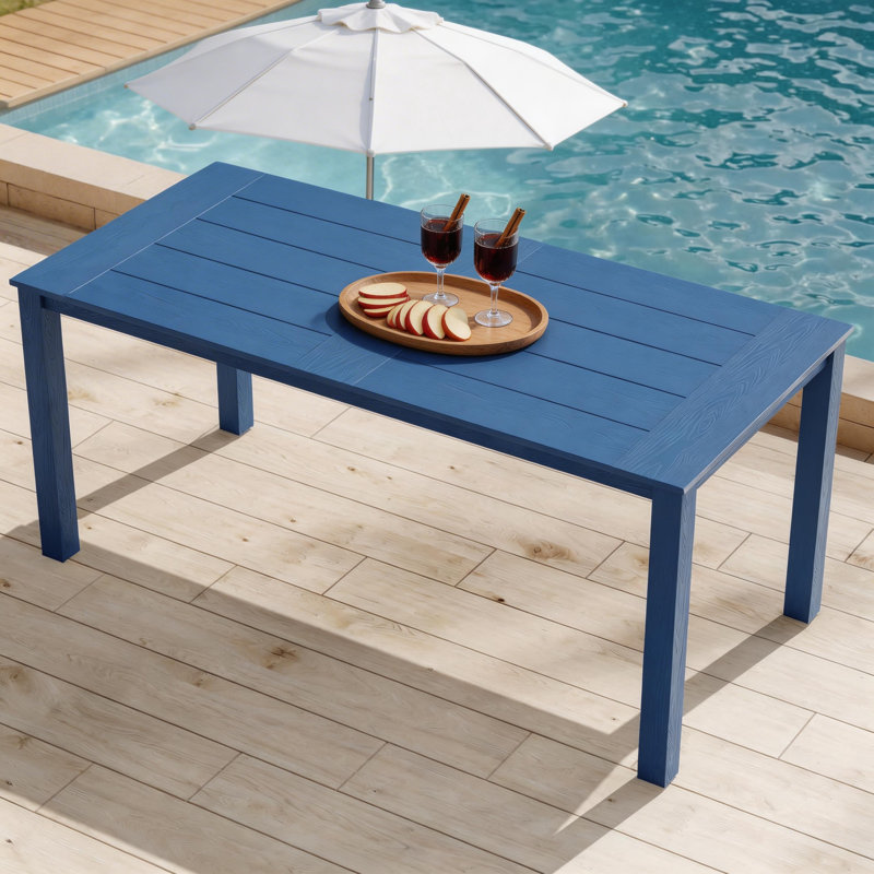Table de jardin rectangulaire de 170 cm (67 po) de long, résistante aux intempéries, pour 6 personnes, avec trou pour parasol et structure en aluminium. Mobilier de jardin moderne en plastique, idéal pour terrasse, jardin ou piscine. Capacité de charge : 181 kg (400 lb).