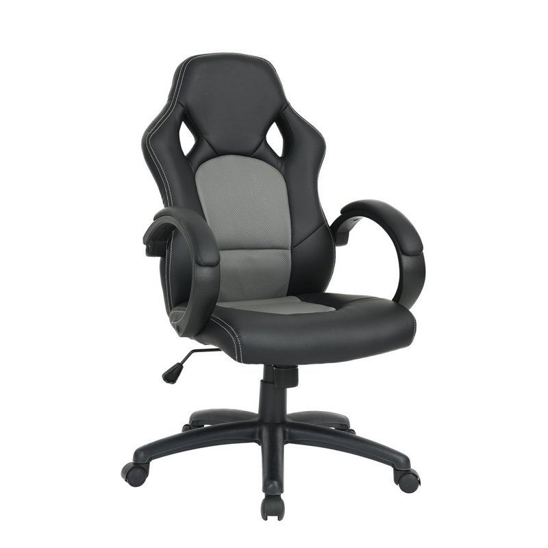 Wade Logan Abdulrahman Adjustable Reclining Ergonomic Swiveling PC & Racing Game Chair in Black/Grey