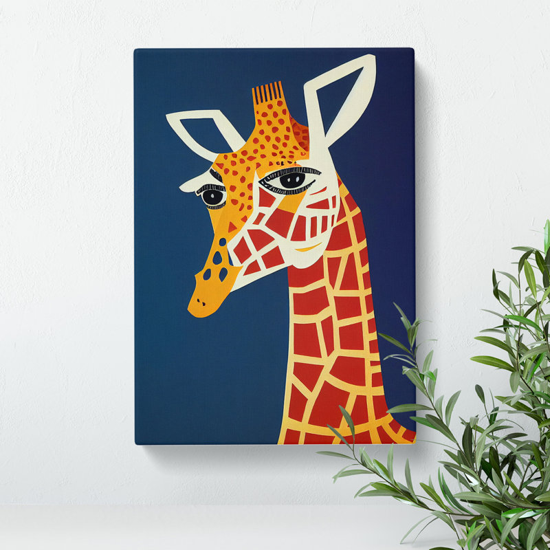 Giraffe Art No.4 - Wrapped Canvas Print, 60cm H x 40cm W x 3cm D, Wrapped Canvas