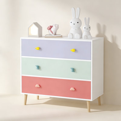 Kids 3 Drawer Dresser, Baby Nightstand for Bedroom, Storage Cabinet for Toddler Child for Living Room, Toddler Room, Nursery, Closet