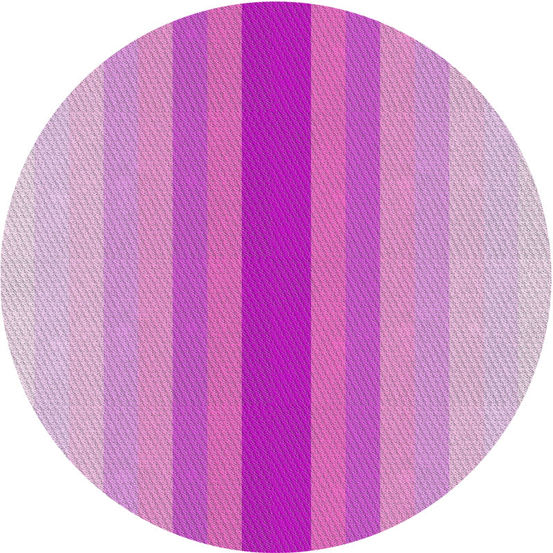 Tapis rose à rayures Khaled, Rond 3 pi