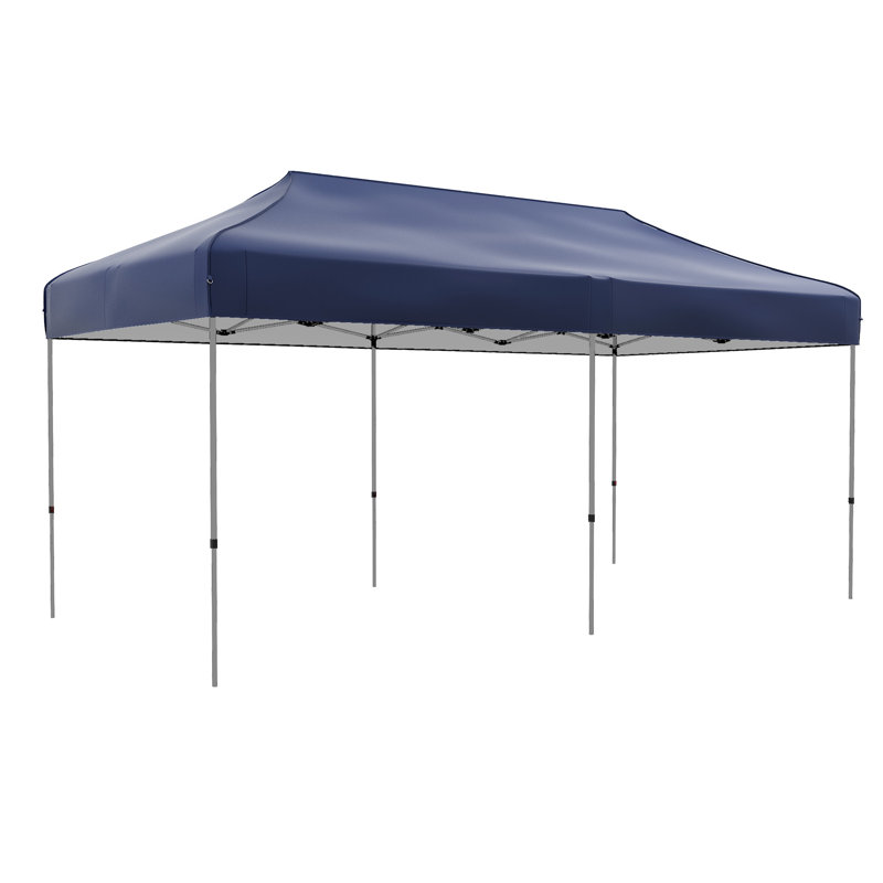 Tente à auvent escamotable 10 pi x 20 pi Outsunny, Bleu très foncé