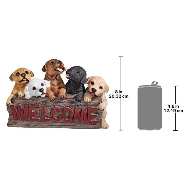 Welcome Dogs Garden Sign Statue