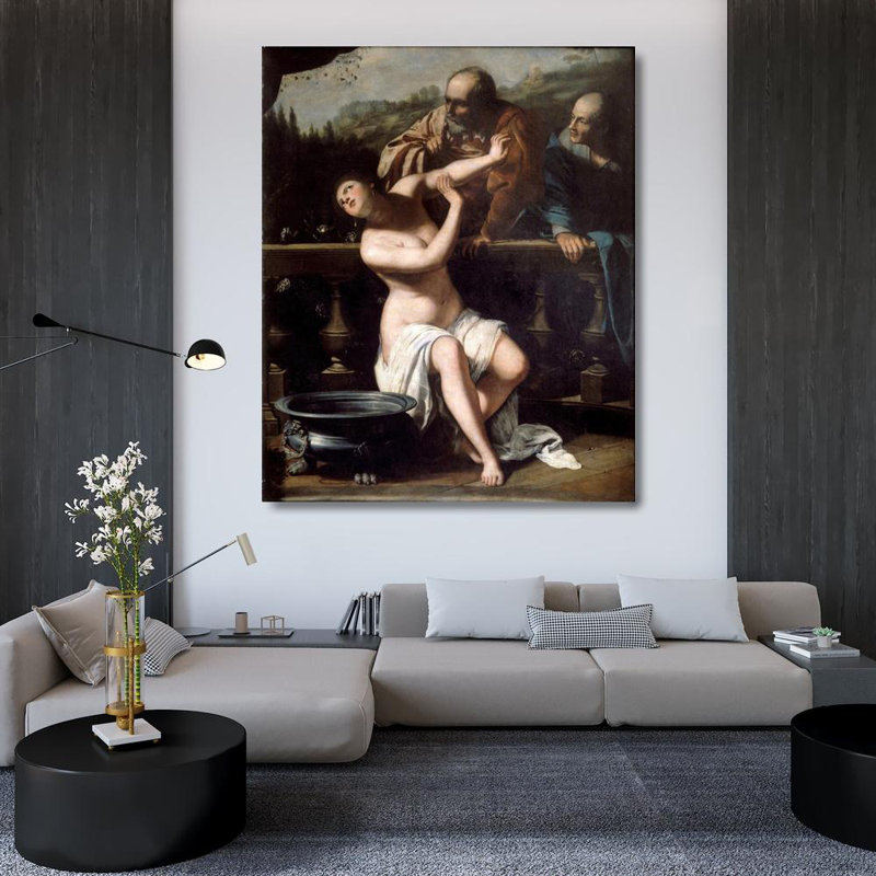 "Susanna and the Elders" par Artemisia Gentileschi - Art mural sur toile tendue avec châssis, H 24 po x l 17 po