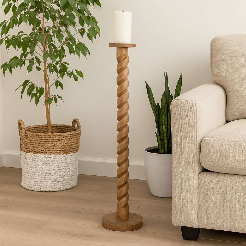Baltic Mango Wood Pillar Holder, 36" H x 9" W x 9" D
