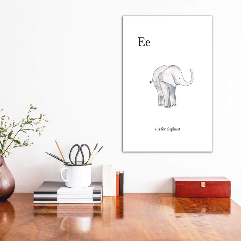 Décoration murale Ee Is For Elephant Kids, Toile tendue, H 18 po x l 12 po x 1,5 po