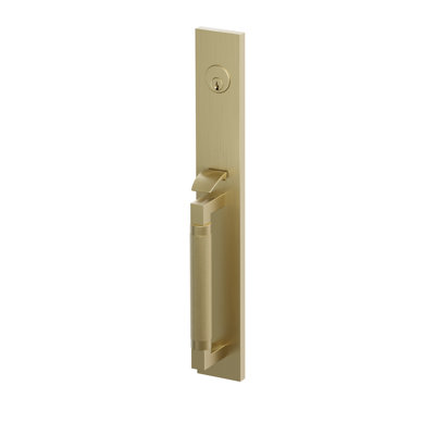 Emtek SELECT Fausse poignée, à mortaiser pleine longueur, tige extérieure en L, poignée moletée ; levier intérieur Hermès, nickel satiné, pour droitier