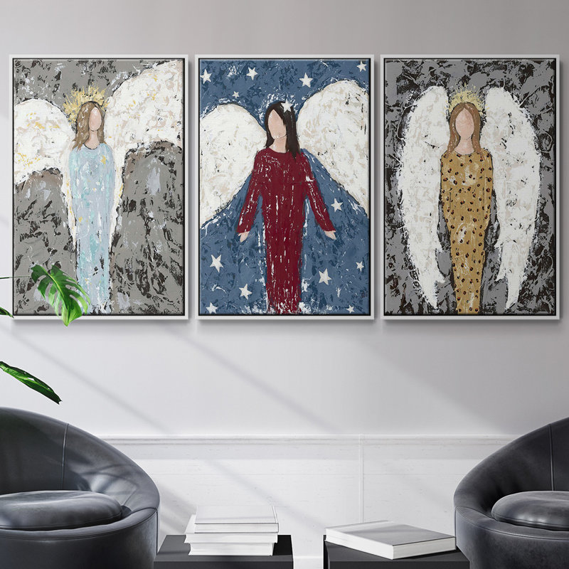 Ensemble de 3 pièces Angels, H 27 po x l 54 po, Blanc