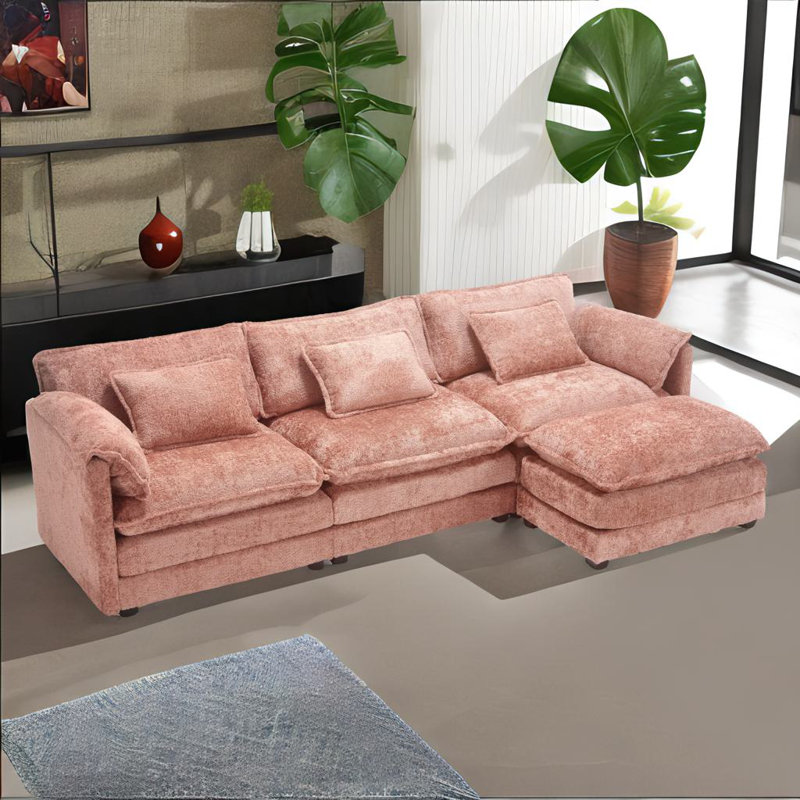 L-shape Sectional Sofa, Pink