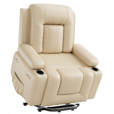 PU Leather Power Lift Recliner, Chair with Massage and Heat, Adjustable Furniture for Back, USB Port, Side Pocket by Latitude Run