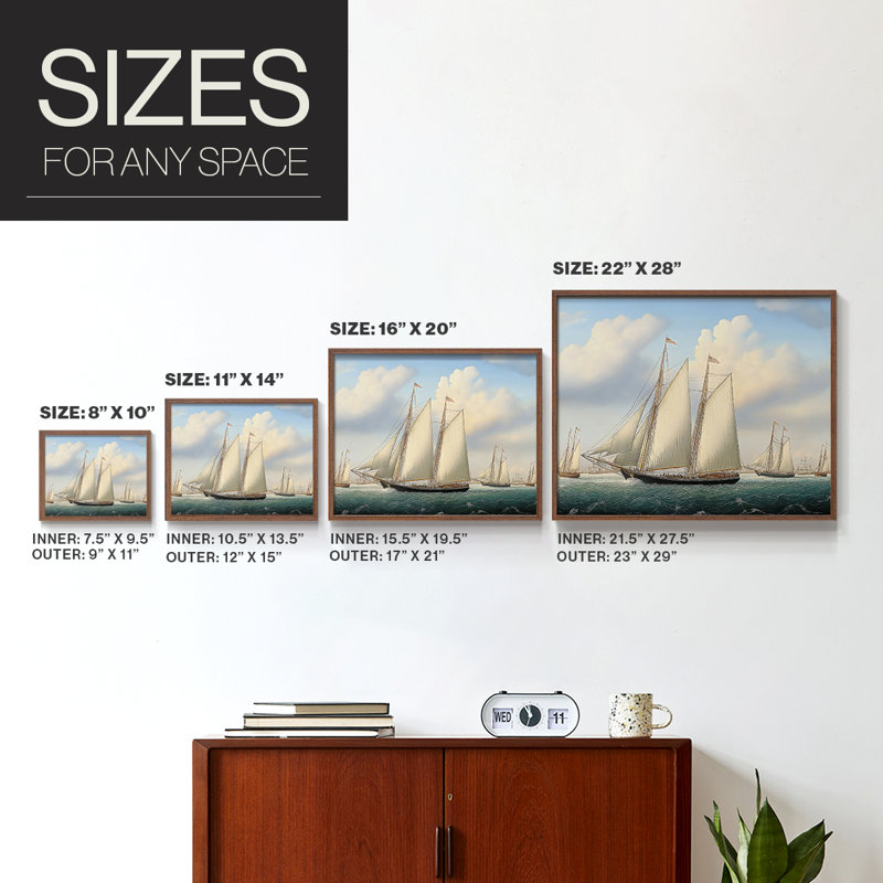Nautical Series-CXXX -Framed Print - Restickable, H 8 po x l 10 po, Noyer
